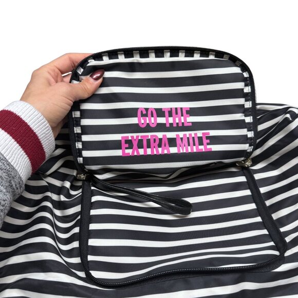 Kate Spade New York Bon Voyage Foldable Travel Duffle Bag β Black & White Stripe - Picture 14 of 17